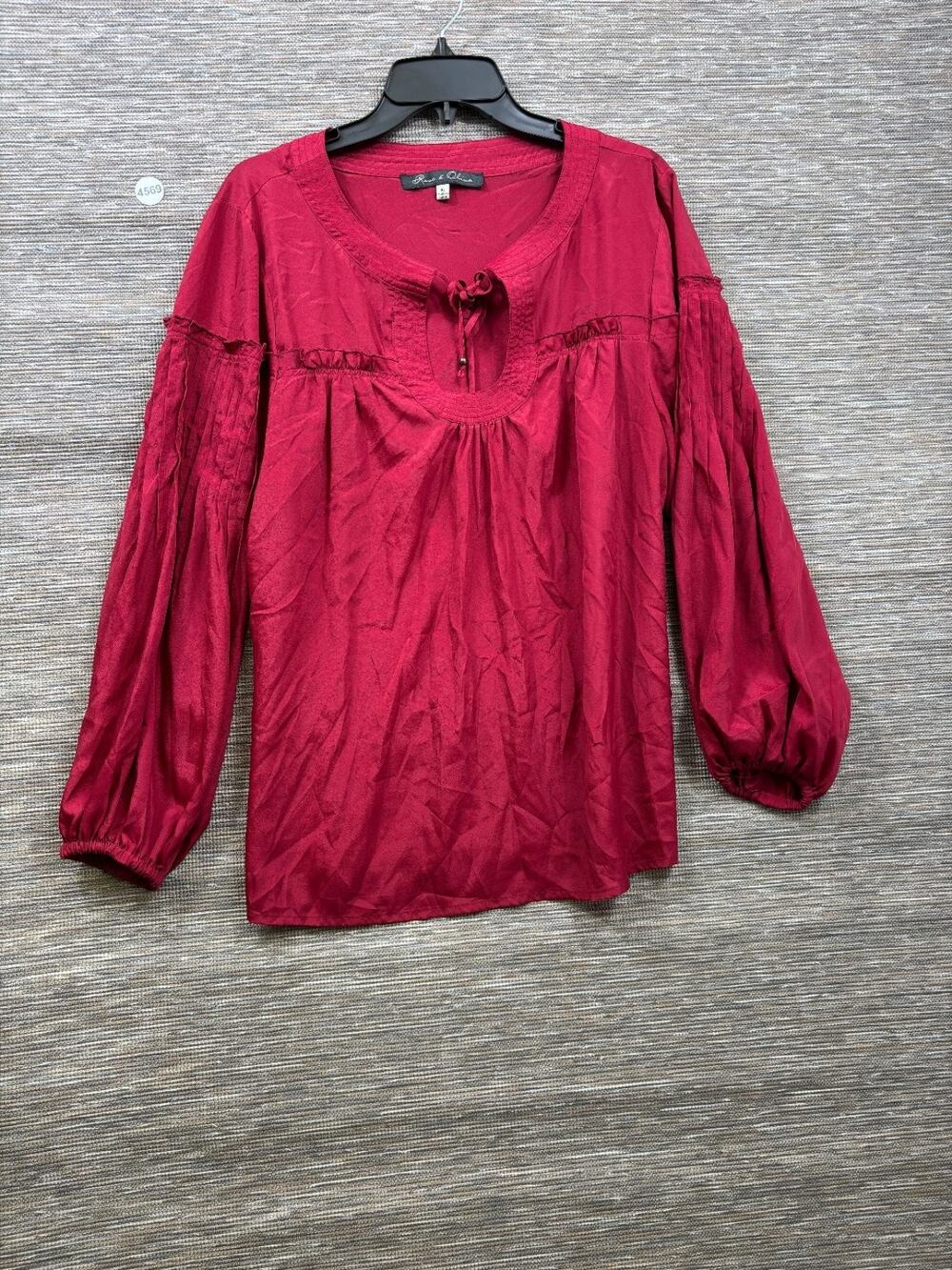 Rose & Olive Top Womens Size XL Red Popover Blouse Long Sleeve